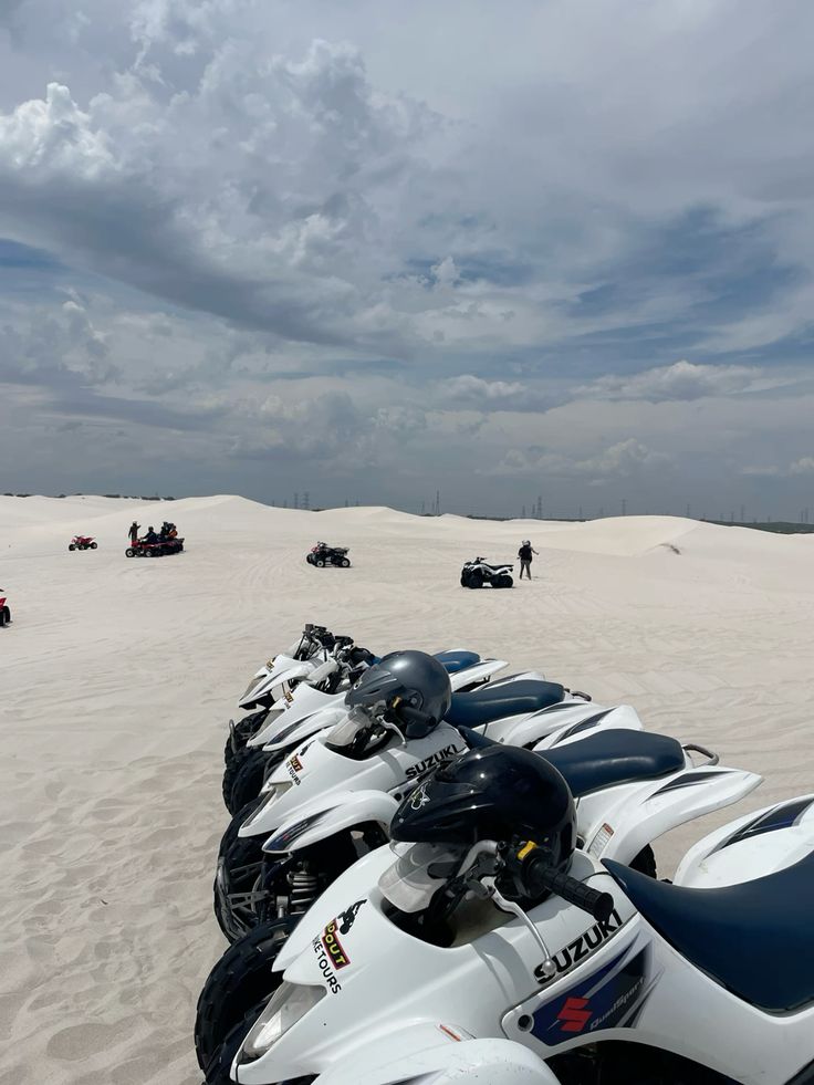Quad bikes lined up on the Atlantis sand dunes